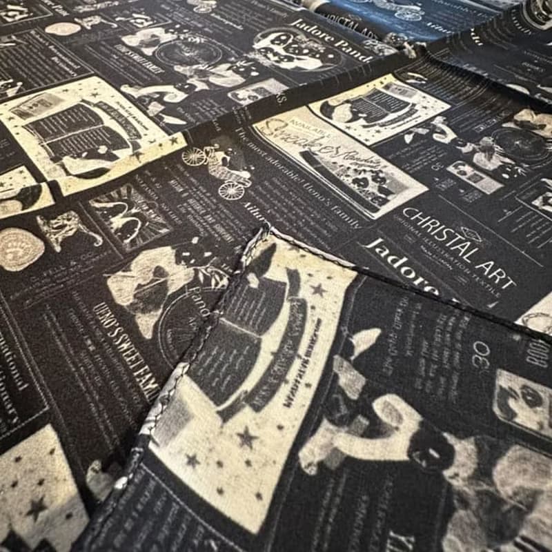 50cm角_silkscarf_ パンダニュース柄のシルクスカーフ　ChristalART