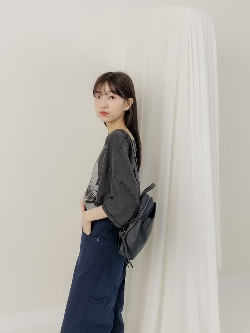 supportingrole 真皮休閒實用精緻風格後背包 藍黑