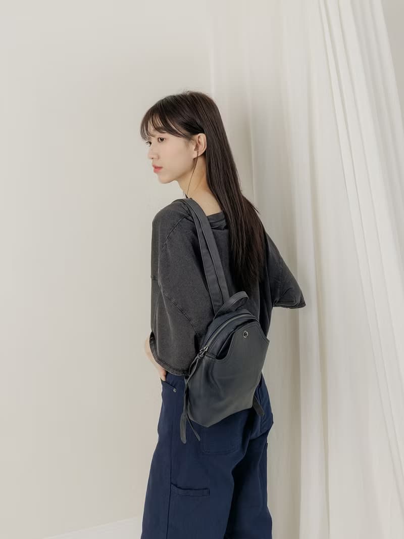 supportingrole 真皮休閒實用精緻風格後背包 藍黑