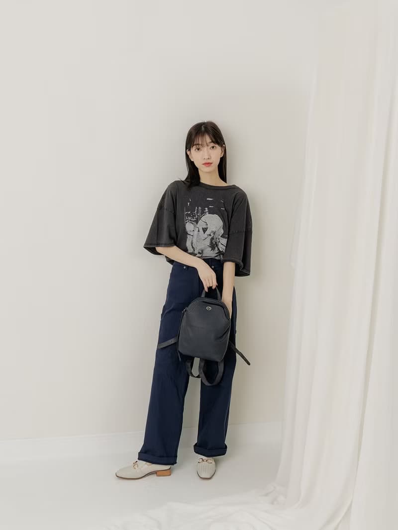 supportingrole 真皮休閒實用精緻風格後背包 藍黑