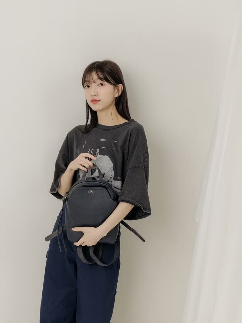 supportingrole 真皮休閒實用精緻風格後背包 藍黑