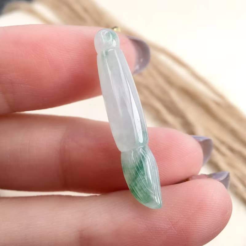 【願‧學業進步】冰飄陽綠翡翠文昌筆 | 天然緬甸貨翡翠 |送禮