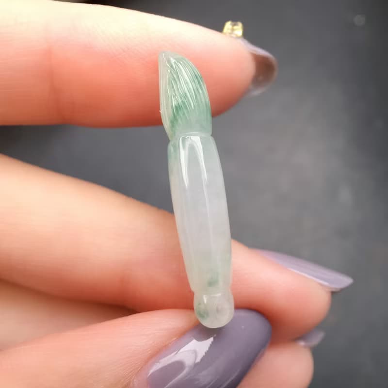 【願‧學業進步】冰飄陽綠翡翠文昌筆 | 天然緬甸貨翡翠 |送禮