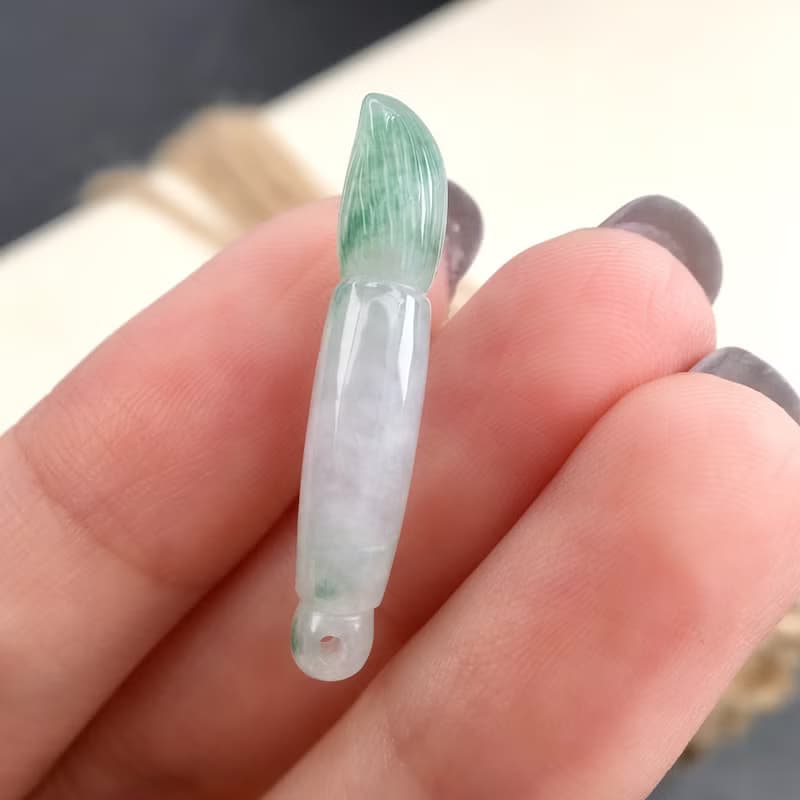 【願‧學業進步】冰飄陽綠翡翠文昌筆 | 天然緬甸貨翡翠 |送禮