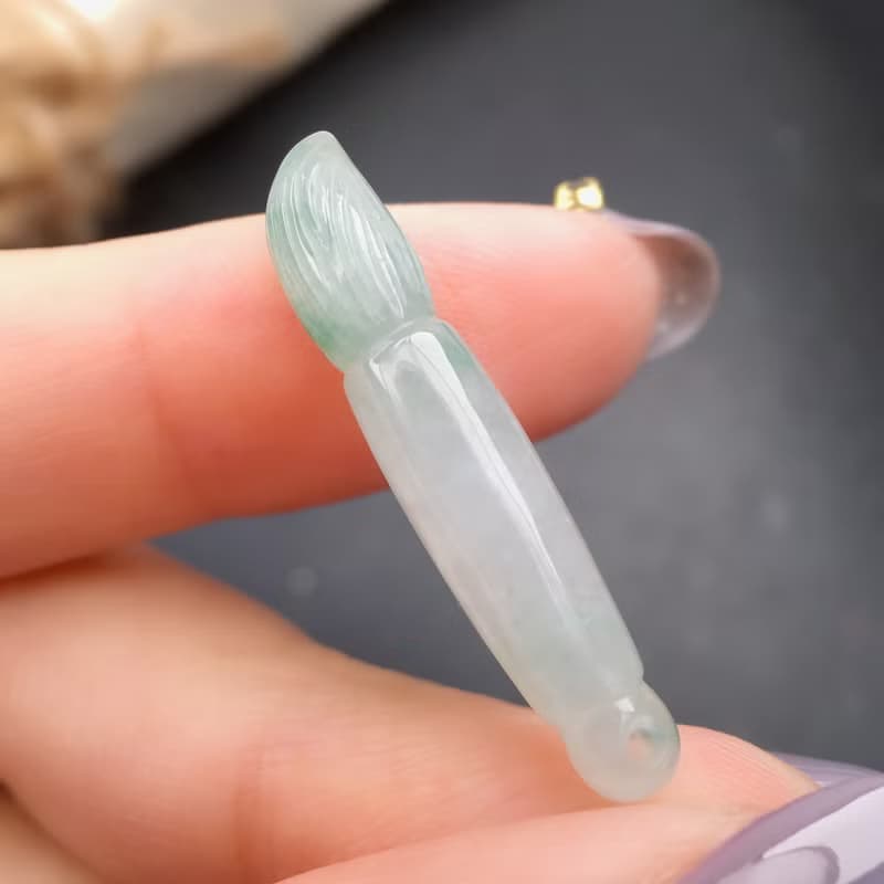 【願‧學業進步】冰飄陽綠翡翠文昌筆 | 天然緬甸貨翡翠 |送禮