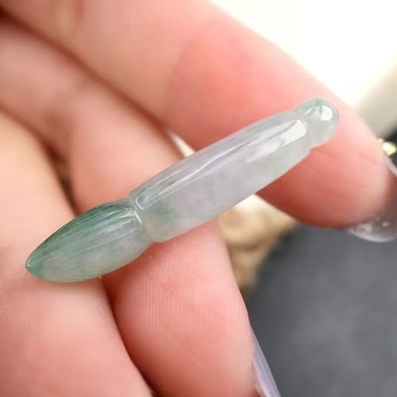 【願‧學業進步】冰飄陽綠翡翠文昌筆 | 天然緬甸貨翡翠 |送禮