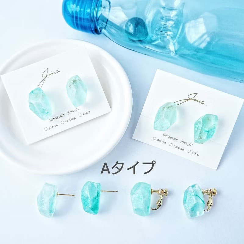 美濃和紙ドロップ(ラムネ)　ピアス/イヤリング