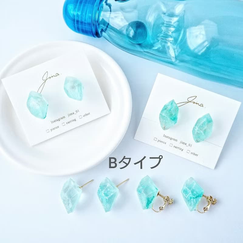 美濃和紙ドロップ(ラムネ)　ピアス/イヤリング