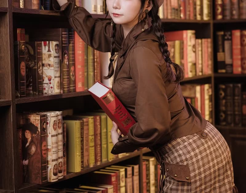 蒸汽朋克 哥特風復古 咖棕雙層領結襯衫