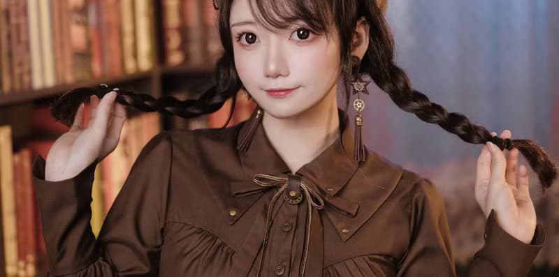 蒸汽朋克 哥特風復古 咖棕雙層領結襯衫