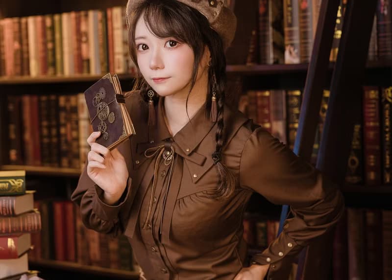 蒸汽朋克 哥特風復古 咖棕雙層領結襯衫