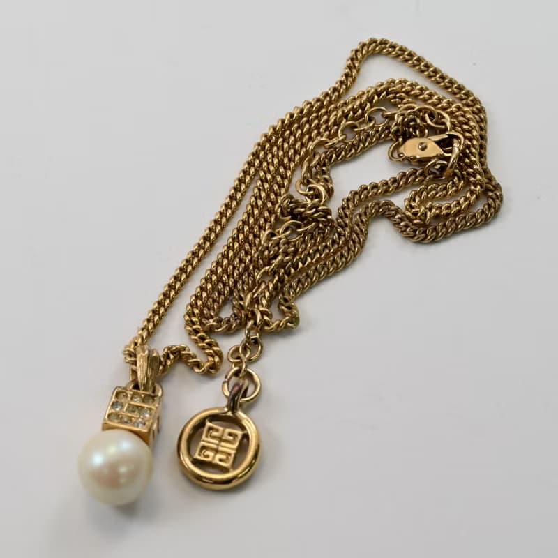 送料無料 Vintage GIVENCHY ジバンシィ ネックレス 復古項鍊 人工パール  キュービックジルコニア 日本発送