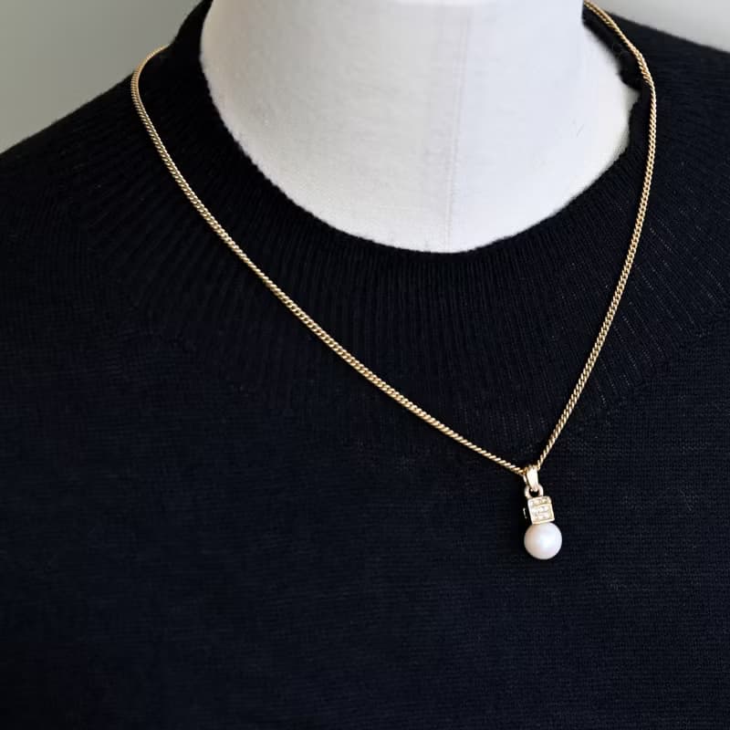 送料無料 Vintage GIVENCHY ジバンシィ ネックレス 復古項鍊 人工パール  キュービックジルコニア 日本発送