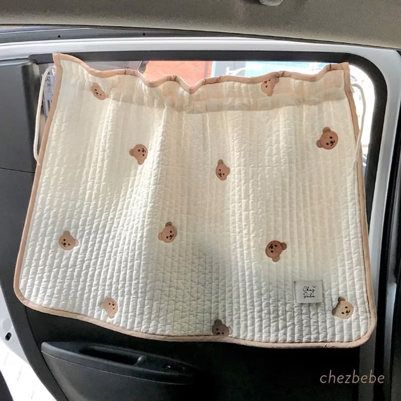 韓國Chezbebe 經典小熊刺繡汽車遮陽簾
