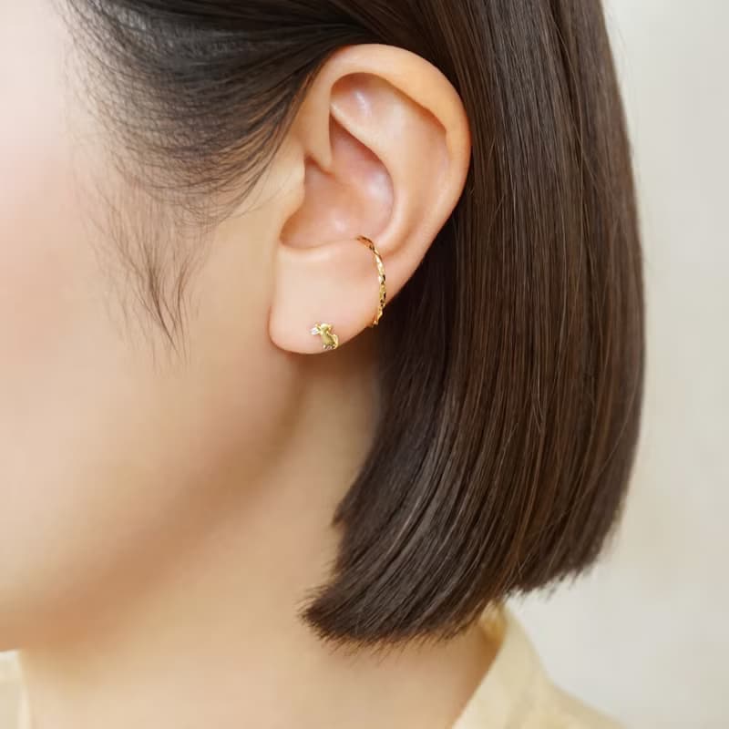 【Second Earrings】 18K 鑽石貓單邊耳環 (黃金)