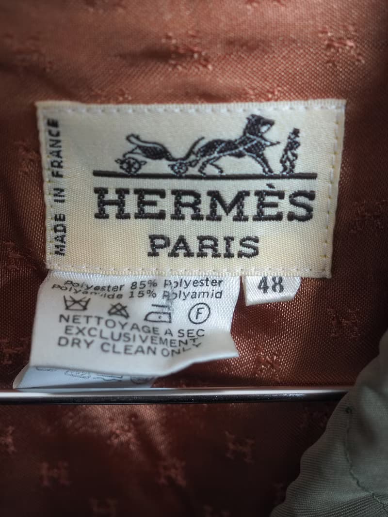HERMES エルメス ホルンボタン キルティング ジャケット サイズ48 カーキ ユニセックス ヴィンテージ