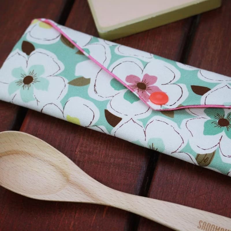 文青風環保筷袋 ~美美花兒 粉嫩綠 收納包.環保筷袋.手作餐具袋.交換禮物.環保.可愛動物