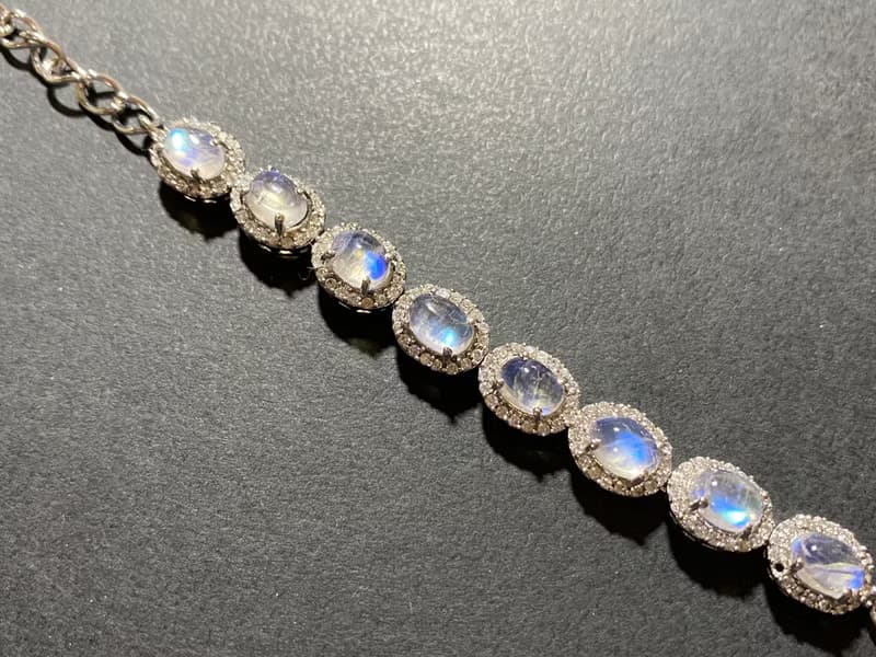 在台現貨 雅瓏 天然 月光石 手鍊 印度製 925純銀 手工製