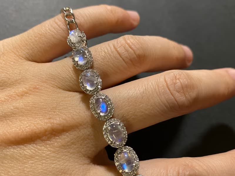 在台現貨 雅瓏 天然 月光石 手鍊 印度製 925純銀 手工製