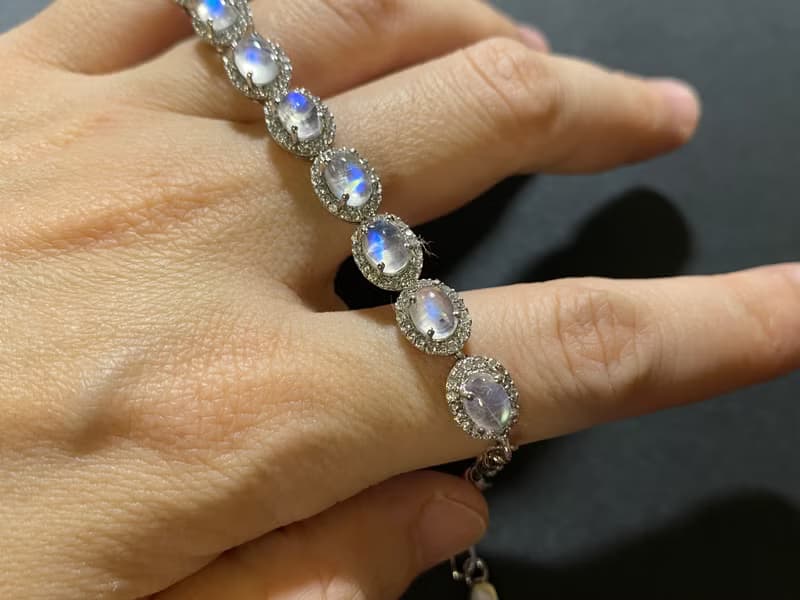 在台現貨 雅瓏 天然 月光石 手鍊 印度製 925純銀 手工製