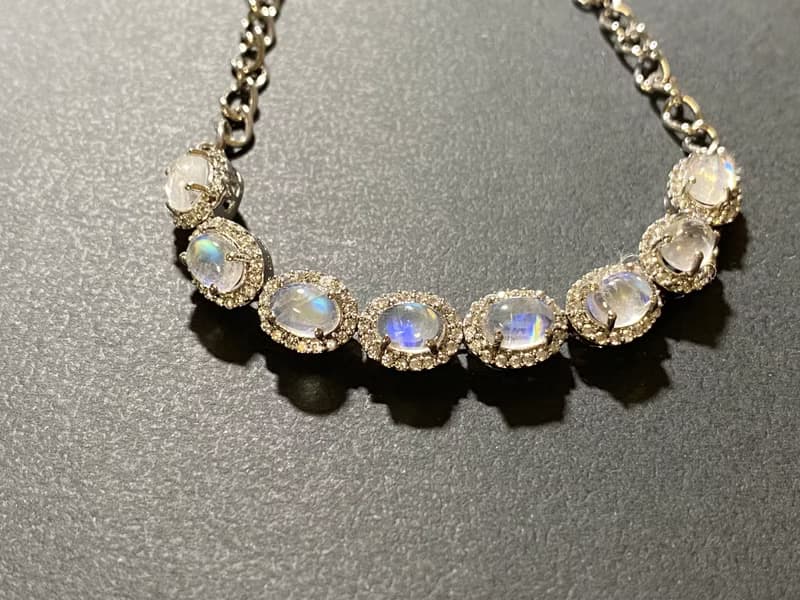 在台現貨 雅瓏 天然 月光石 手鍊 印度製 925純銀 手工製