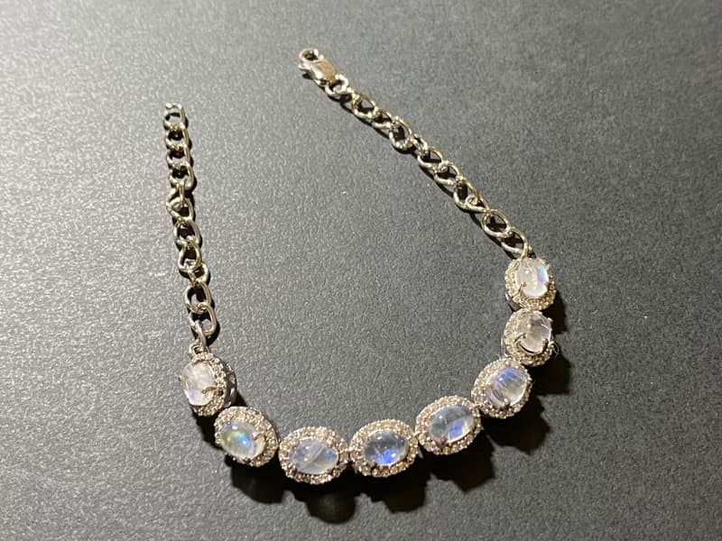 在台現貨 雅瓏 天然 月光石 手鍊 印度製 925純銀 手工製