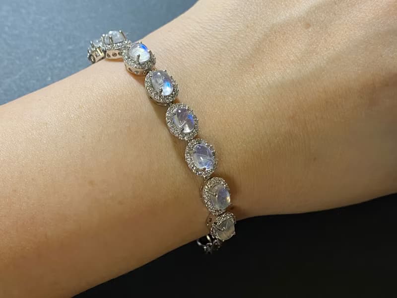 在台現貨 雅瓏 天然 月光石 手鍊 印度製 925純銀 手工製