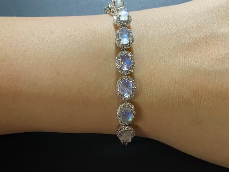 在台現貨 雅瓏 天然 月光石 手鍊 印度製 925純銀 手工製