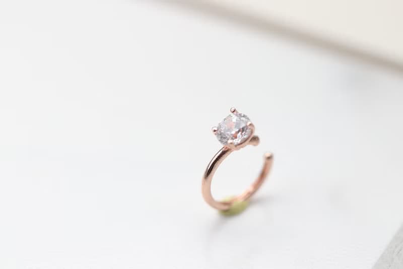 14K金 CZ Cuff Earring 單鑽耳夾耳環 (0.50 ct)耳骨夾 不褪色