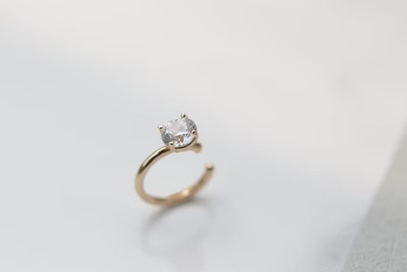 14K金 CZ Cuff Earring 單鑽耳夾耳環 (0.50 ct)耳骨夾 不褪色