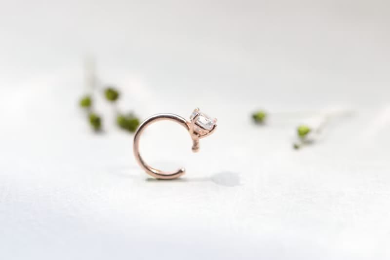 14K金 CZ Cuff Earring 單鑽耳夾耳環 (0.50 ct)耳骨夾 不褪色