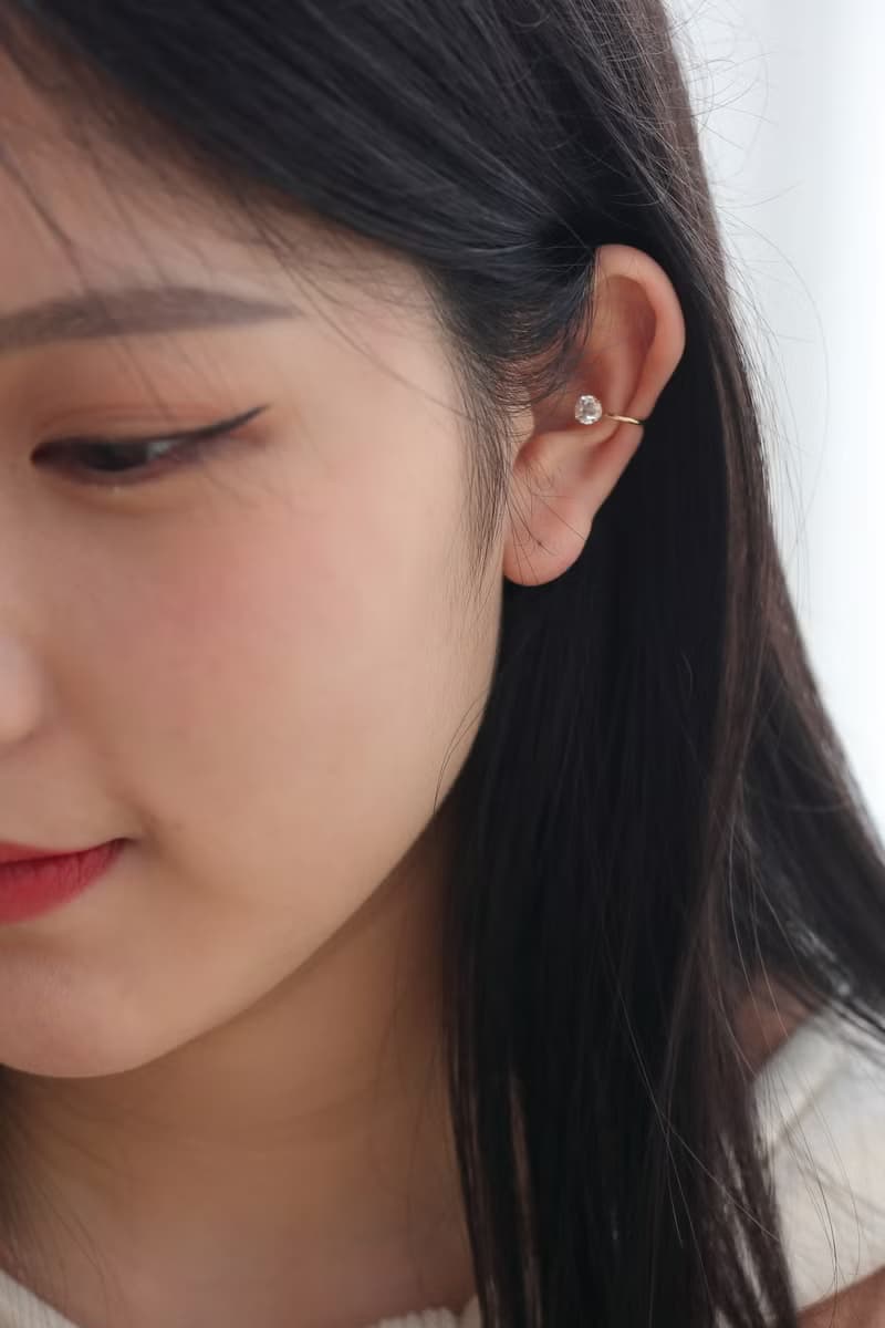 14K金 CZ Cuff Earring 單鑽耳夾耳環 (0.50 ct)耳骨夾 不褪色