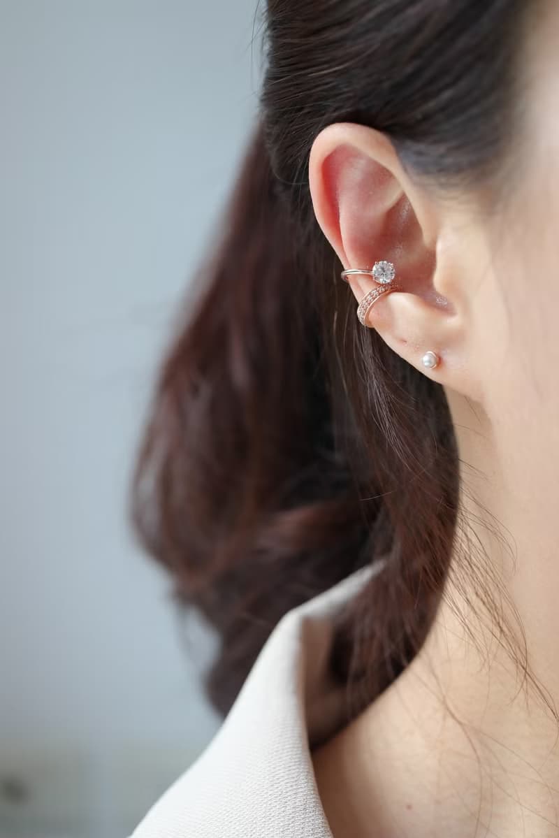 14K金 CZ Cuff Earring 單鑽耳夾耳環 (0.50 ct)耳骨夾 不褪色