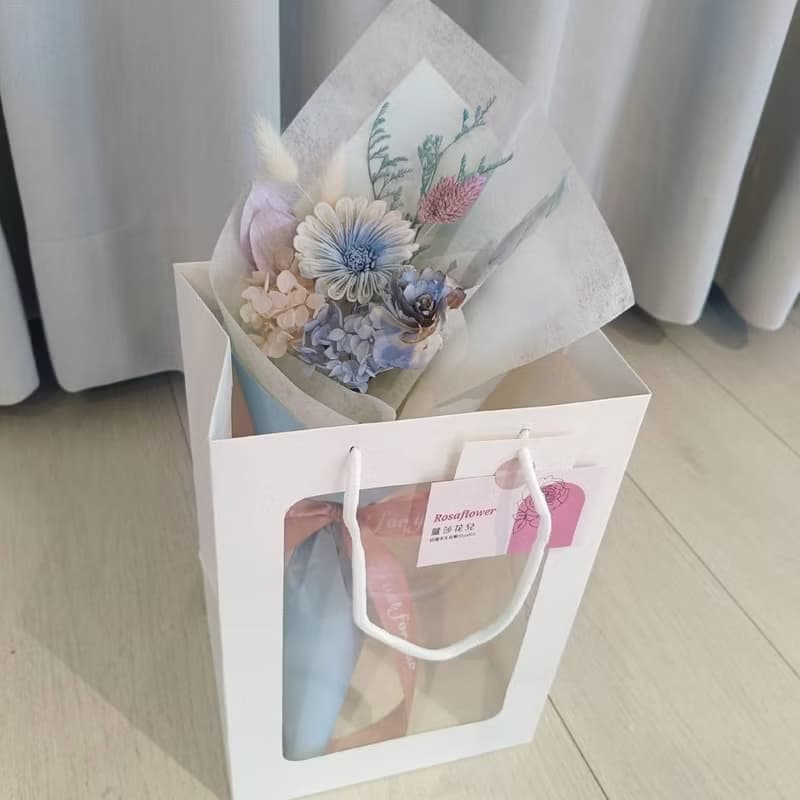 蘿莎花兒 漸層藍非洲菊索拉花 小花束