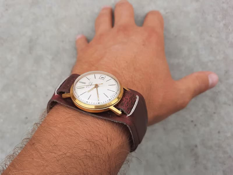 Wind up Soviet Poljot watch Au 20 gold-plated – old mechanical mens wrist watch