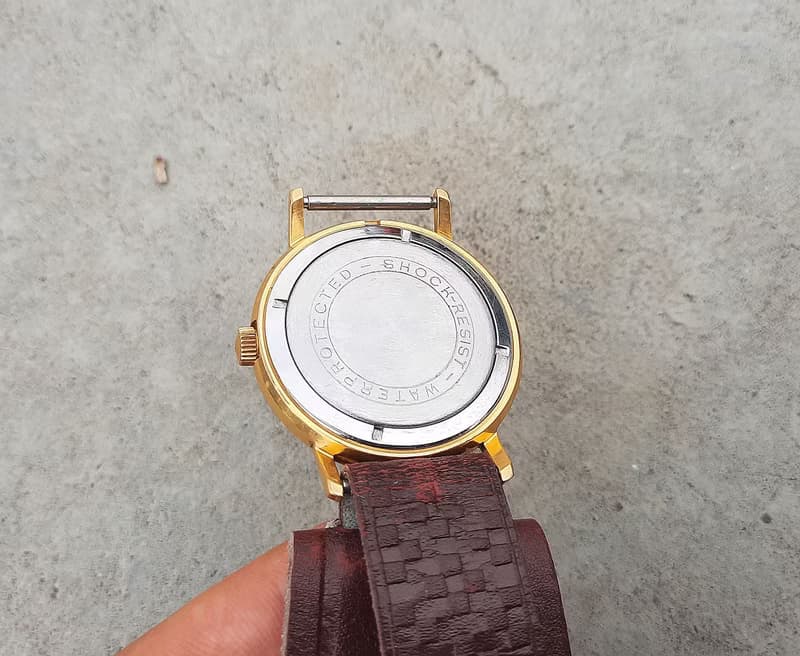 Wind up Soviet Poljot watch Au 20 gold-plated – old mechanical mens wrist watch