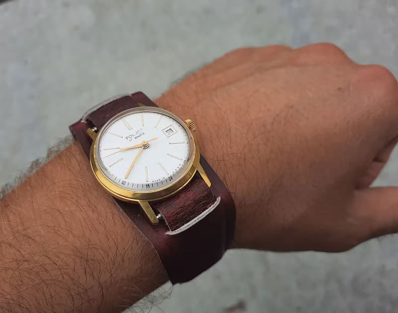 Wind up Soviet Poljot watch Au 20 gold-plated – old mechanical mens wrist watch