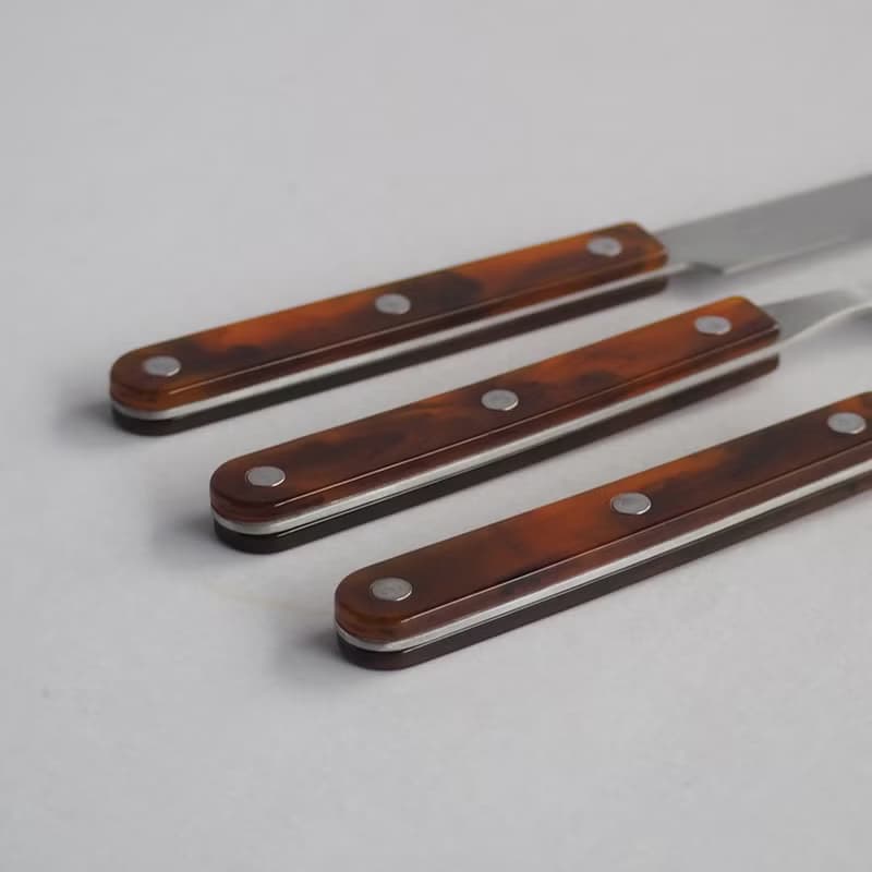 日本高桑金屬  日製大理石紋不鏽鋼餐刀-2入-多色可選