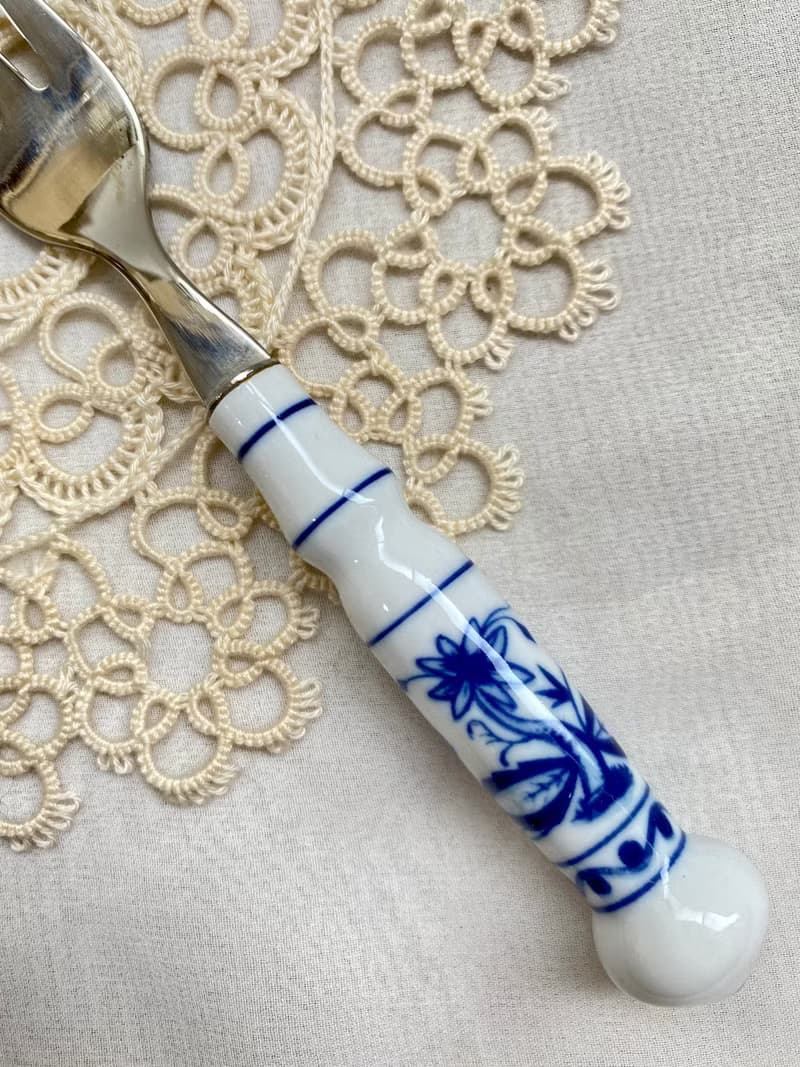 【好日戀物】德國DDR 洋蔥圖案陶瓷柄不銹鋼小叉子餐具系列儀式感