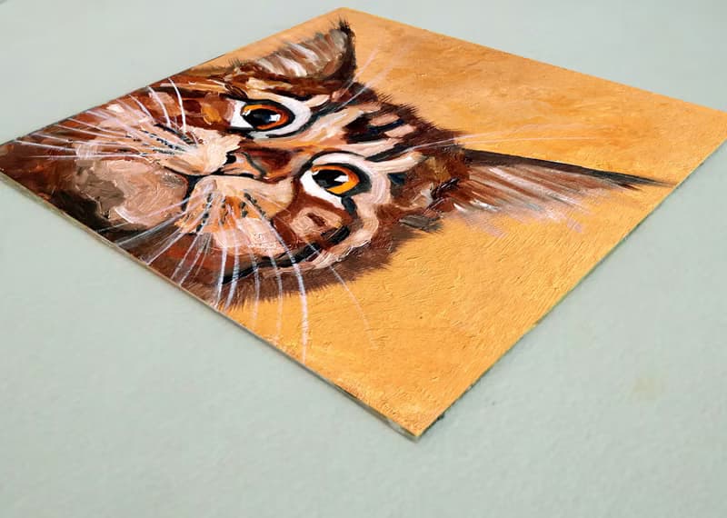 Tabby Kitten Original Painting, Funny Pet Portrait, Cat Wall Art, Cute Animal