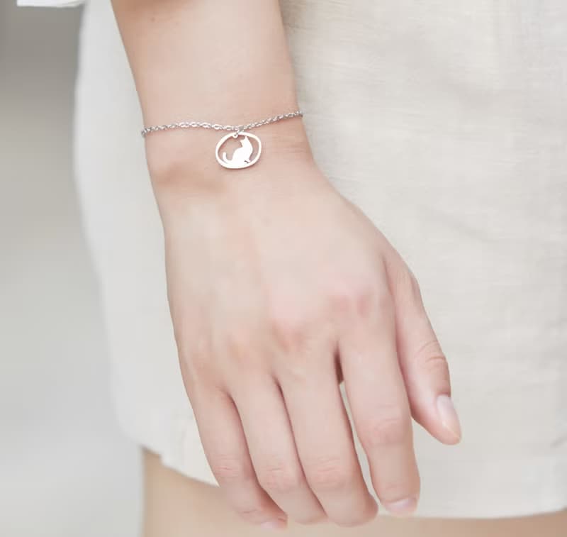 回頭的貓手鍊 - 貓咪小印章系列-抗敏醫療鋼