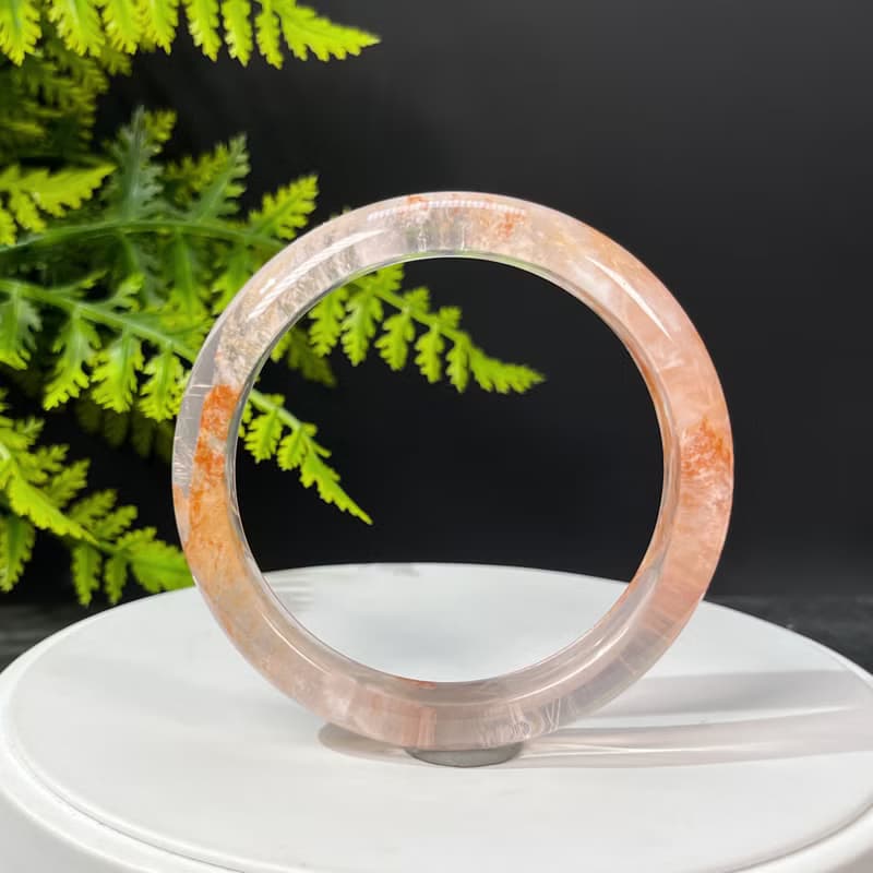 超稀有玻璃體雪花幽靈水晶手鐲62MM 冰透閃片水晶手環 晶瑩靈秀