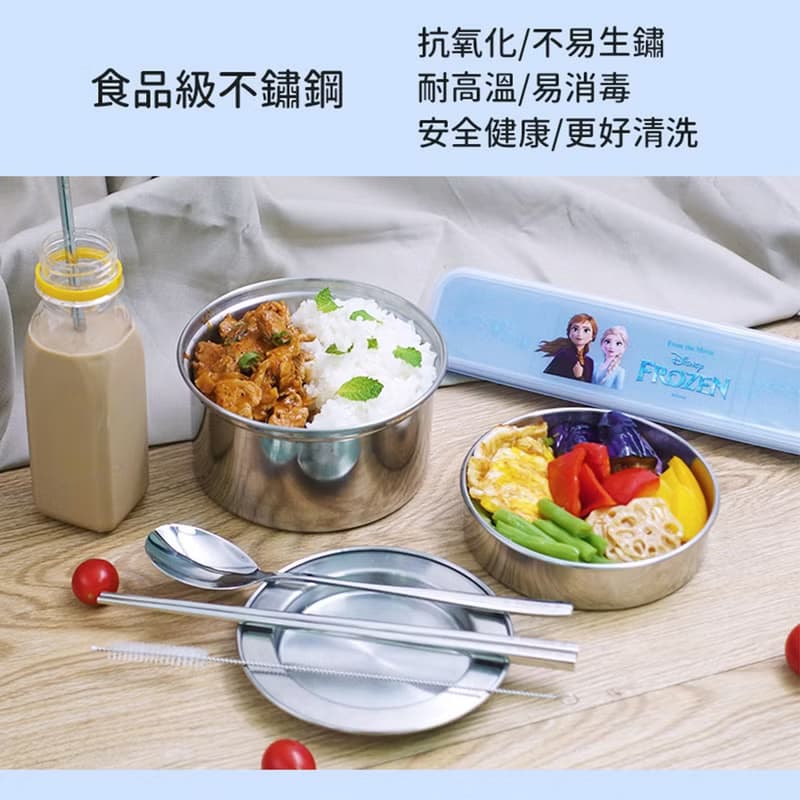 Disney 不鏽鋼餐具吸管5件組-冰雪奇緣II