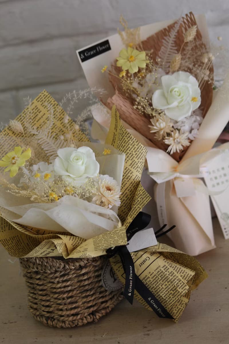 【奶油派報紙風格花束】生日花禮/祝賀花束/永生花