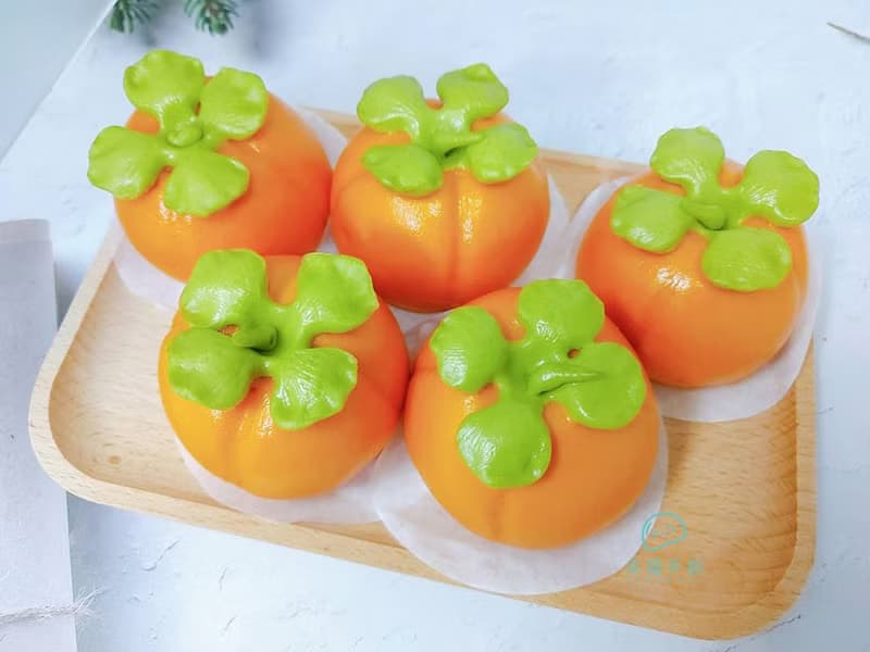 柿柿如意 柿子饅頭 收涎 供佛 拜拜祝壽 送禮節慶牛奶饅頭 無包餡