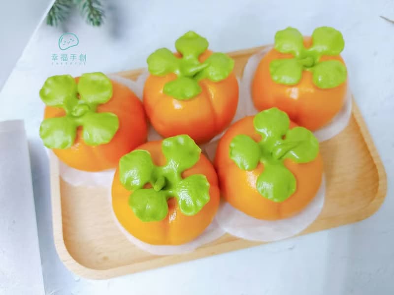 柿柿如意 柿子饅頭 收涎 供佛 拜拜祝壽 送禮節慶牛奶饅頭 無包餡