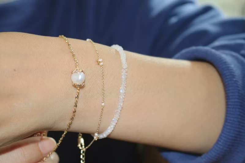 六月誕生石 手鍊 珍珠 迷你珍珠  - 獎勵 -