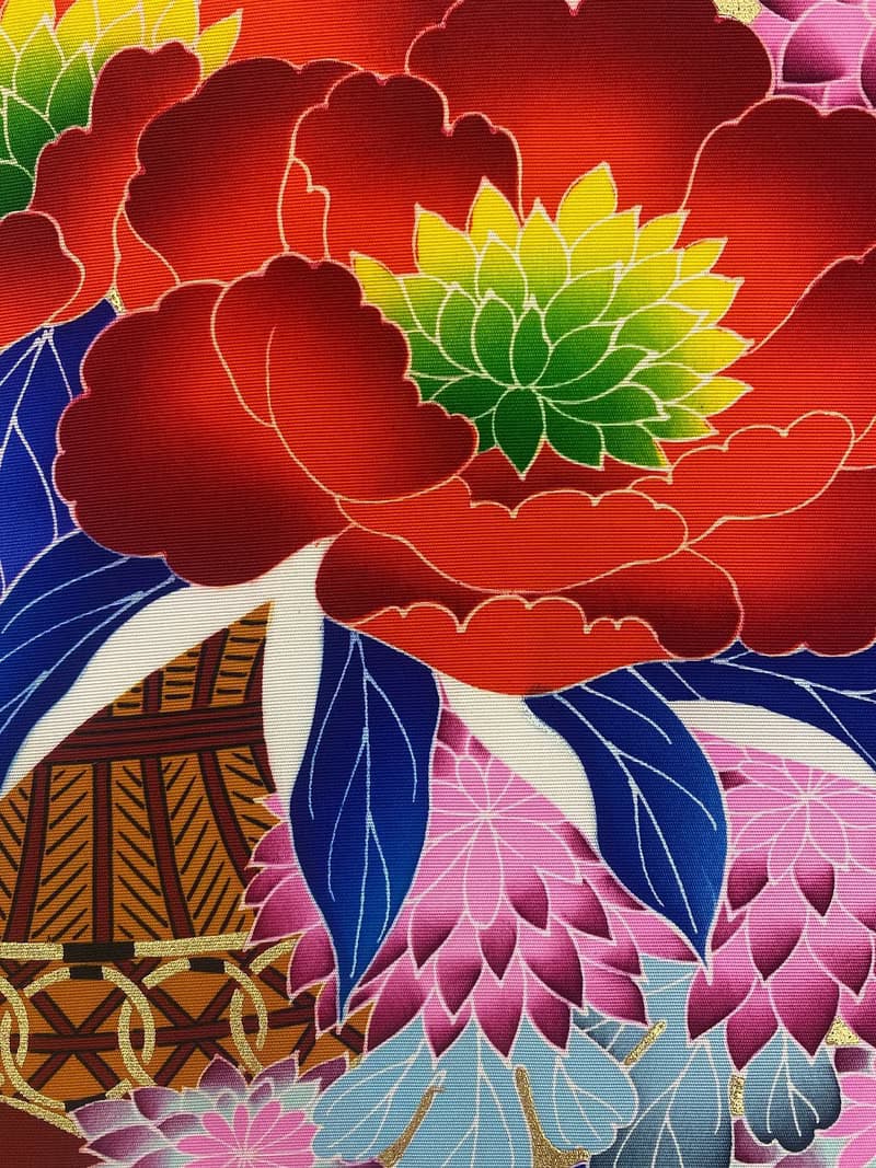 着物からつくるアートパネル29　色打掛　友禅着物　大輪　着物リメイク　新築祝い　和室インテリア　縁起物
