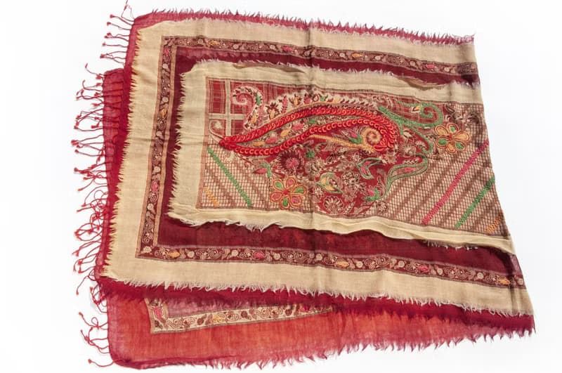 喀什米爾Cashmere/水煮羊毛披肩/針織圍巾/刺繡圍巾/羊絨披巾-花