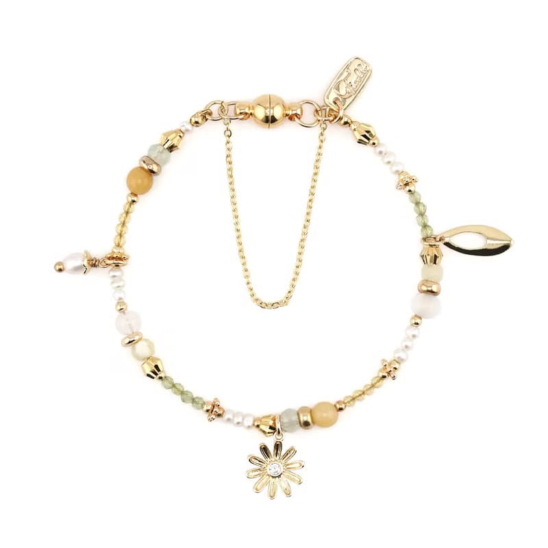 財運 x 黃玉 黃水晶 葡萄石 橄欖石 【瑪格莉特 • 真愛】手鍊